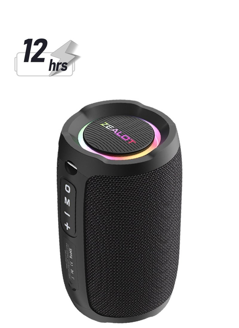 Zealot ZEALOT S49 20W Bluetooth Speaker, Loud Stereo Dual Pairing Portable Subwoofer, For Outdoor/ Home/ Party/ Gift, Support AUX/ USB/ TF Card/ Wireless Connect, Waterproof IPX5 3600mAh Battery For Long Playtime  - Image 1