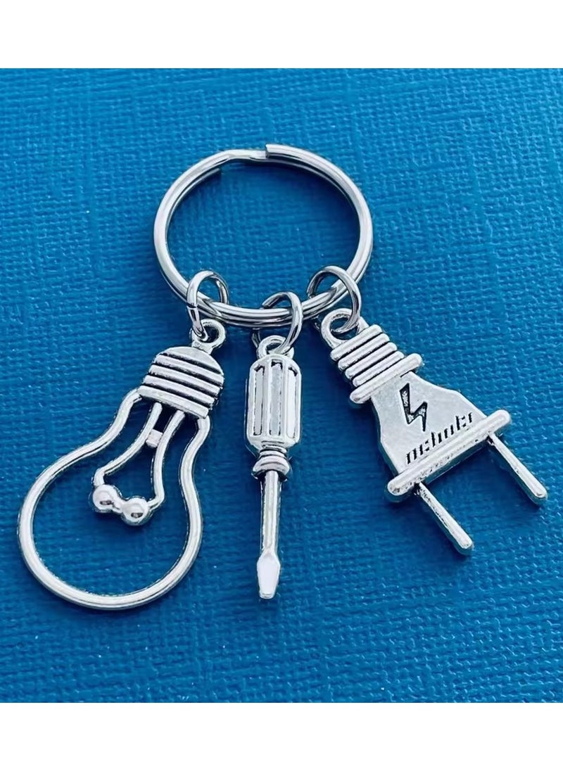 Goolsky Light Bulb Screwdriver Engineer Repairer Keychain Handmade DIY Keyring Mens Accessories Jewelry Pendant Gift  - Image 1