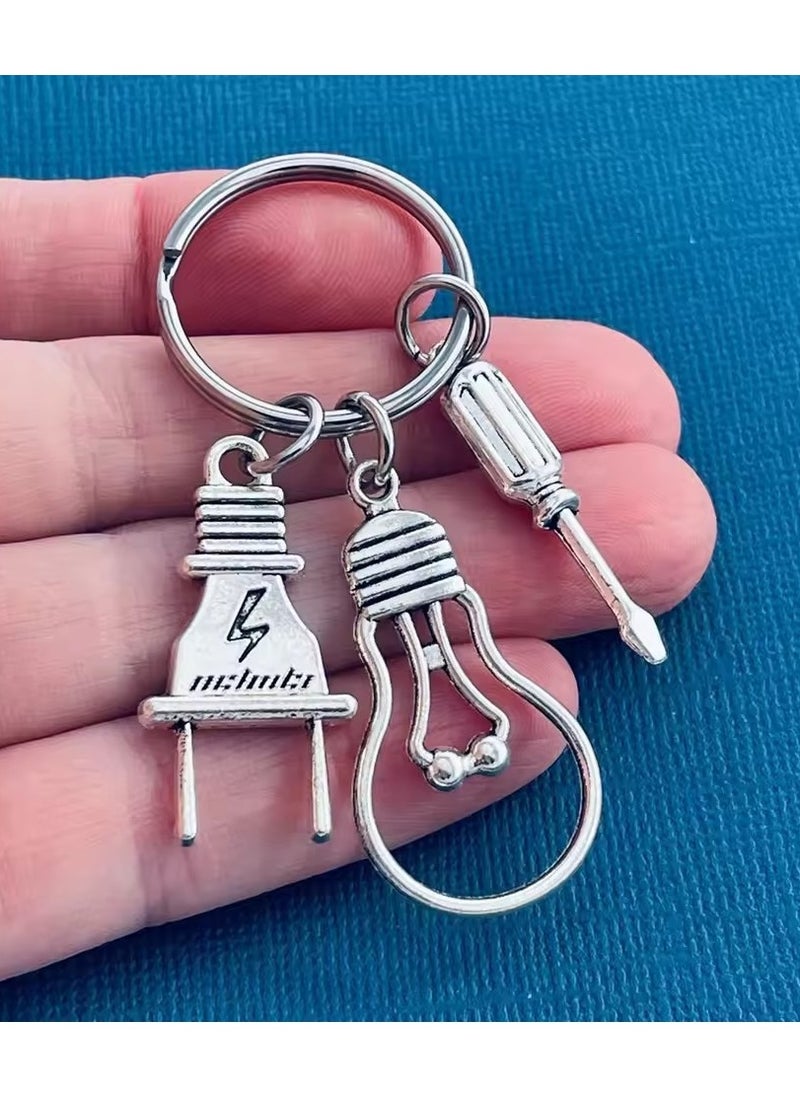 Goolsky Light Bulb Screwdriver Engineer Repairer Keychain Handmade DIY Keyring Mens Accessories Jewelry Pendant Gift  - Image 2