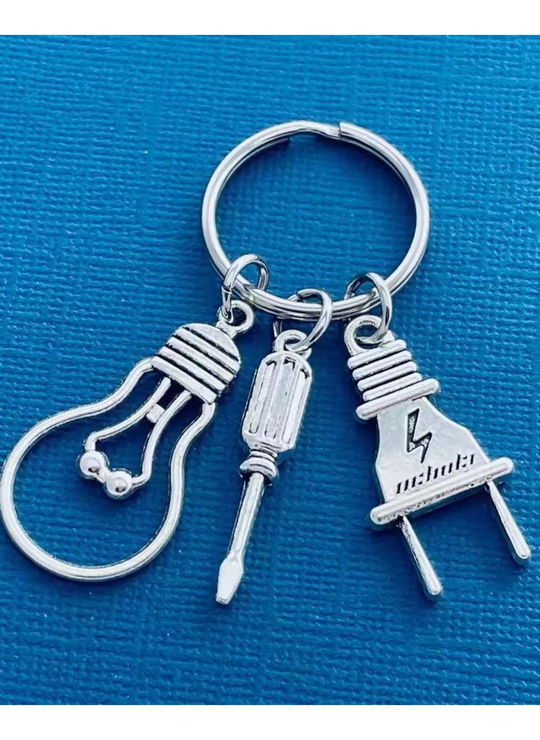 Goolsky Light Bulb Screwdriver Engineer Repairer Keychain Handmade DIY Keyring Mens Accessories Jewelry Pendant Gift  - Image 3