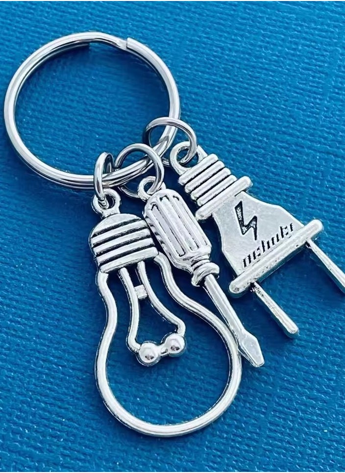 Goolsky Light Bulb Screwdriver Engineer Repairer Keychain Handmade DIY Keyring Mens Accessories Jewelry Pendant Gift  - Image 4