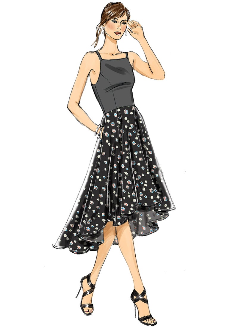 Vogue Patterns Misses' Princess Seam High-Low Dresses with Pockets, 6-8-10-12-14, Red - Image 3