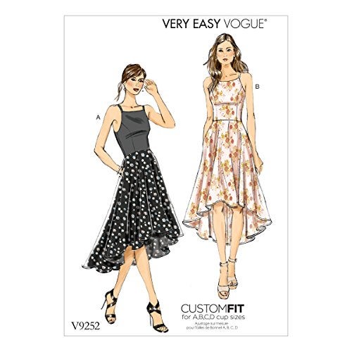 Vogue Patterns Misses' Princess Seam High-Low Dresses with Pockets, 6-8-10-12-14, Red - Image 1