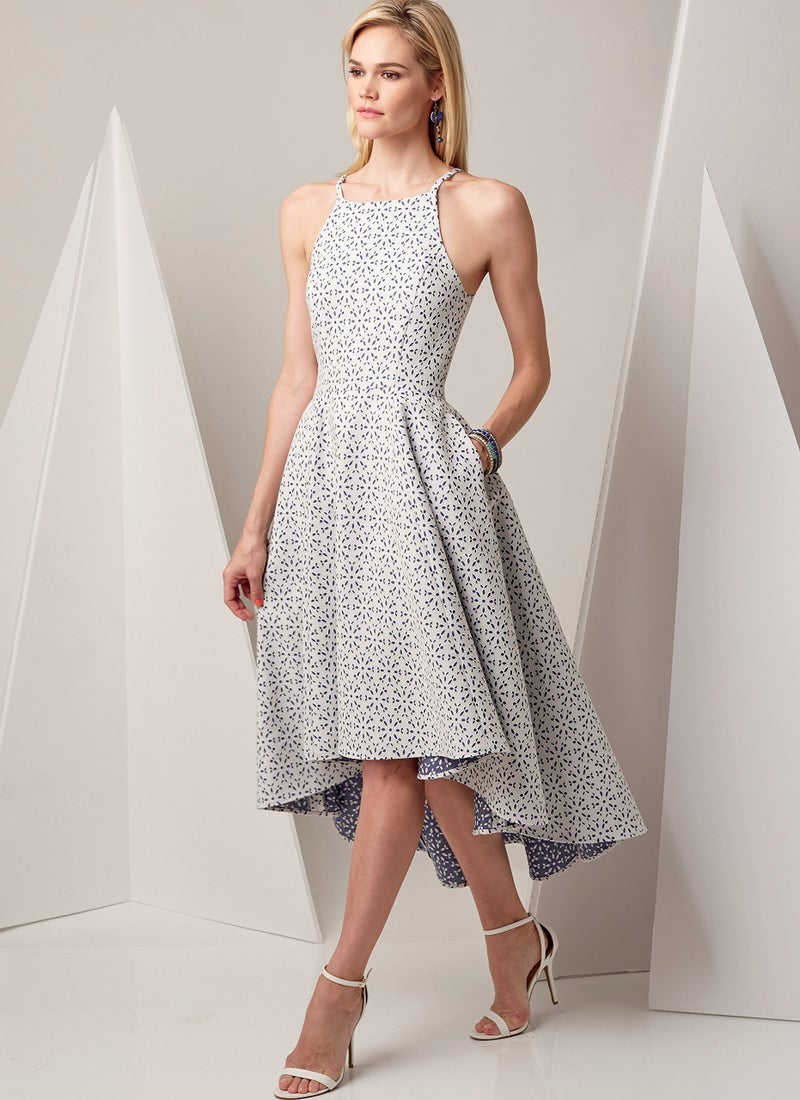 Vogue Patterns Misses' Princess Seam High-Low Dresses with Pockets, 6-8-10-12-14, Red - Image 2