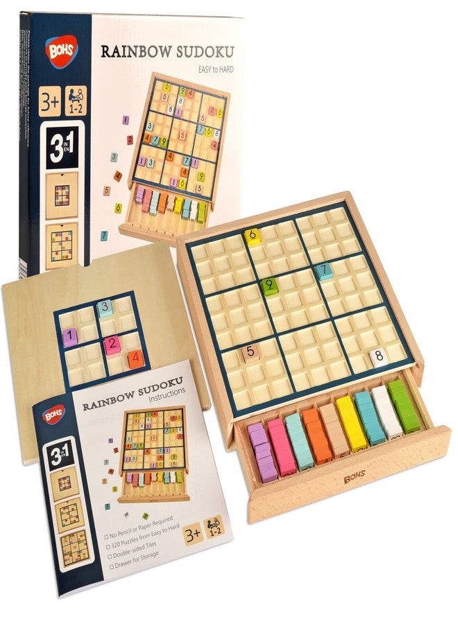 BOHS 9x9 Grid Wooden Sudoku Board Game + 3 in1 Rainbow Sudoku Game - Desktop Brain Teaser Toys - Image 5