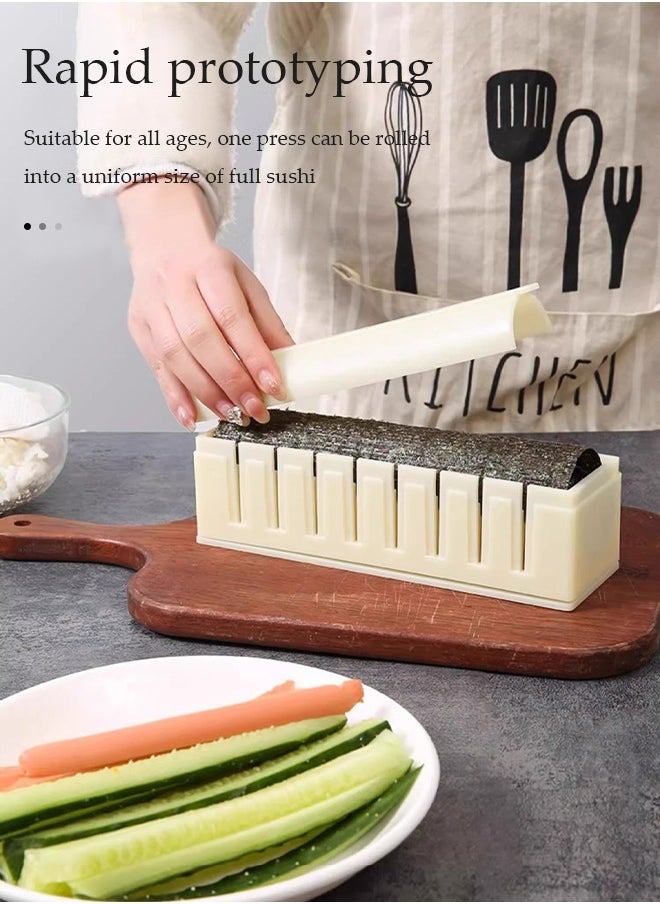DUNISO - 10 Pcs Sushi Maker Kit, non stick sushi making molds, DIY plastic sushi preparation toolkits, sushi rice molds with rice paddles and rolls in various shapes, suitable for beginners - Image 1