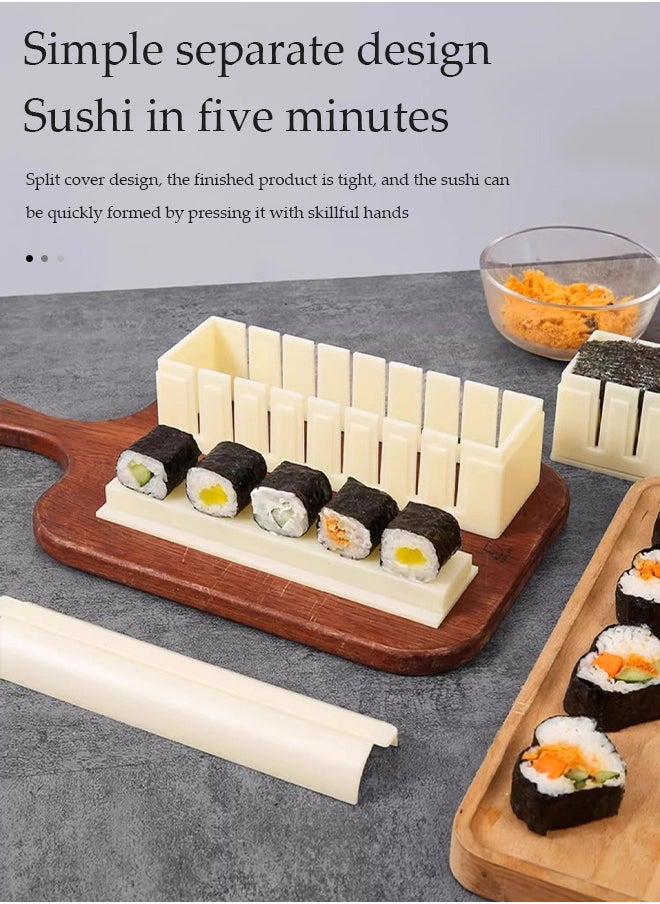 DUNISO 10 Pcs Sushi Maker Kit, non stick sushi making molds, DIY plastic sushi preparation toolkits, sushi rice molds with rice paddles and rolls in various shapes, suitable for beginners  - Image 5