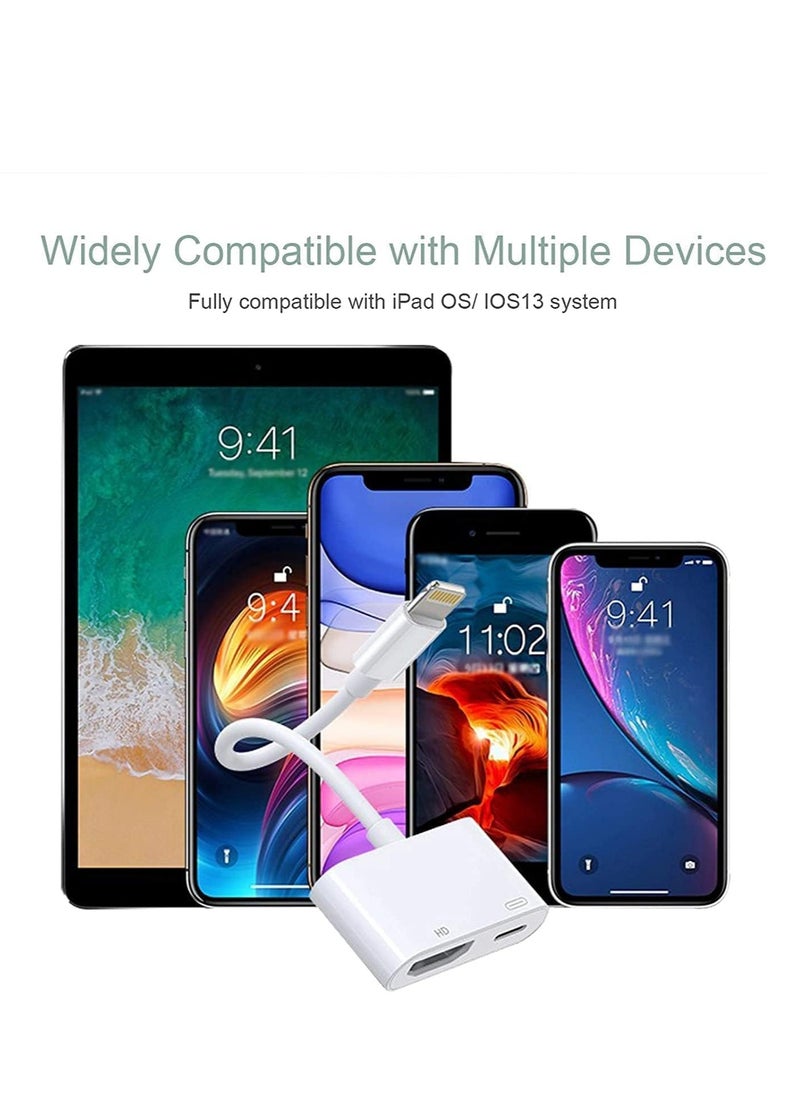 Lightning to HDMI Adapter - Digital AV Adapter (1080P) with Charging Port, Video & Audio Sync Screen Converter for iPhone, iPad, iPod to HDTV, Projector, Monitor