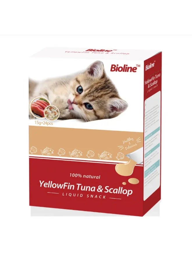 Bioline Cat Treats 15g x 24[Flavor - Yellowfin Tuna & Scallop]