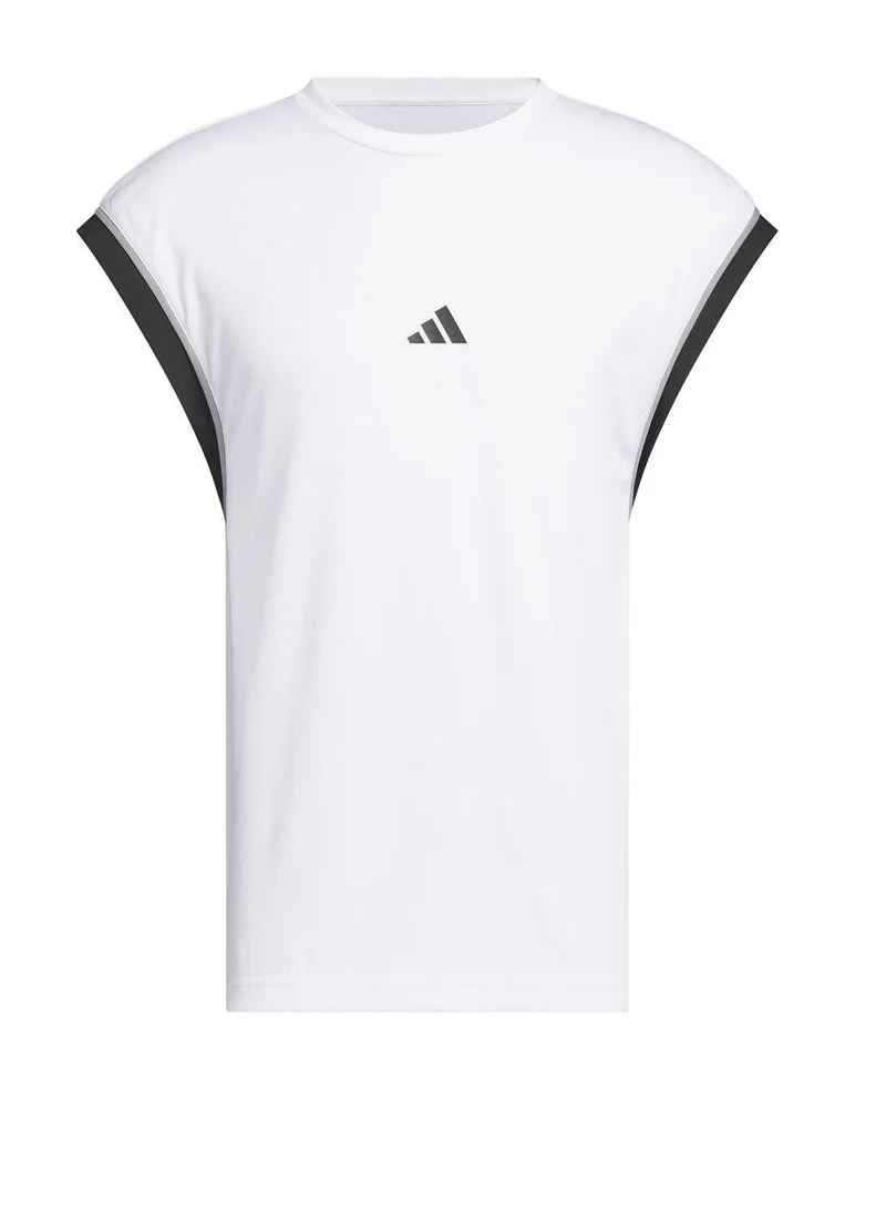 Adidas WHITE/BLACK Basketball All World Sleeveless Tank Top for Men | Best Price UAE