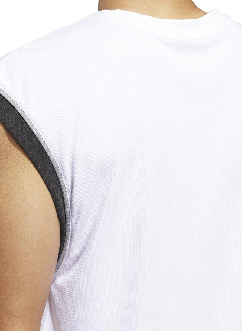 Adidas WHITE/BLACK Basketball All World Sleeveless Tank Top for Men | Best Price UAE