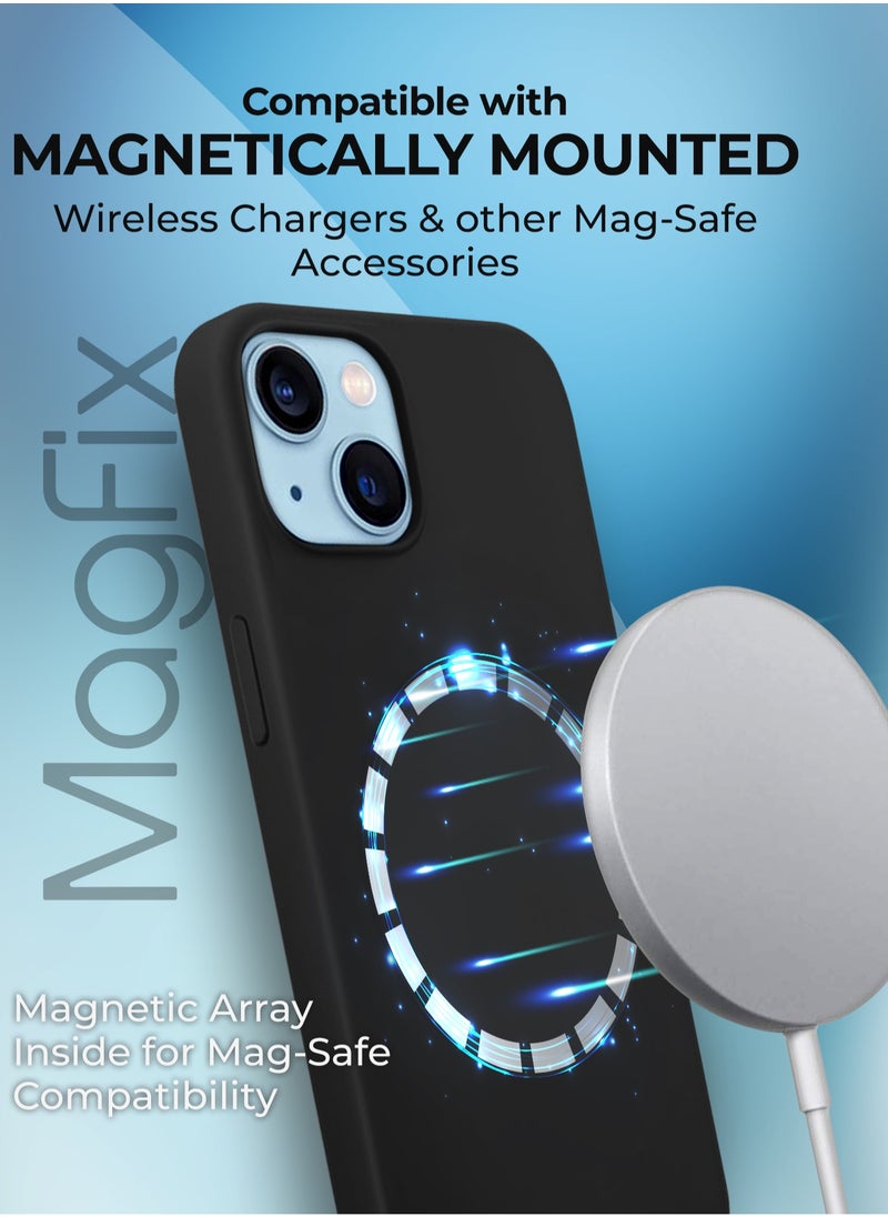 Raegr - RAEGR iPhone 15 Case | Magnetic Case | Supports Mag-Safe Wireless Charging | Premium Soft Silicone MagFix Case/Cover Designed for iPhone 15 (2023) - Black RG10486 - Image 1