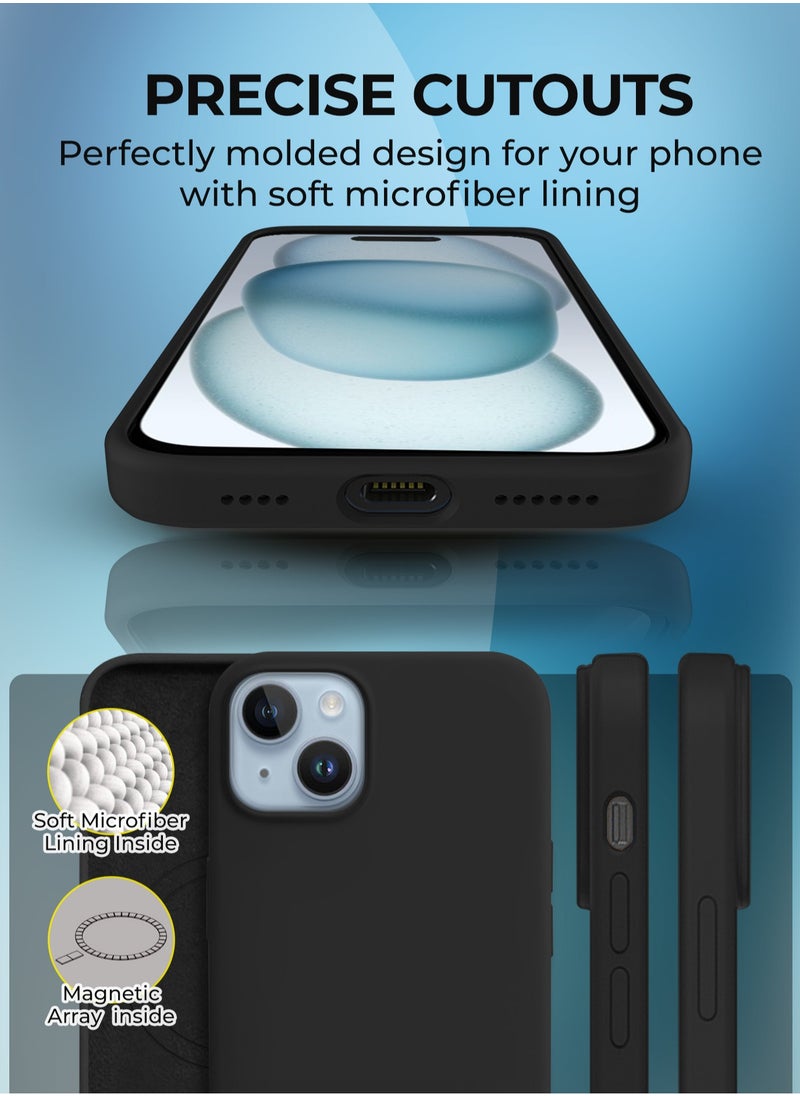Raegr - RAEGR iPhone 15 Case | Magnetic Case | Supports Mag-Safe Wireless Charging | Premium Soft Silicone MagFix Case/Cover Designed for iPhone 15 (2023) - Black RG10486 - Image 1