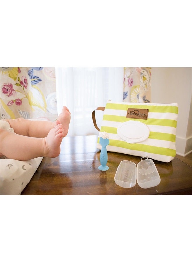 Baby Bum Brush Bumco 2-Pack Diaper Cream Spatula - Full-Size + Mini Baby Bum Brush with Travel CASE - Diaper Cream Applicator for Baby - Baby Necessities - Suitable for Aquaphor, Desitin - Blue & Gray - Image 2