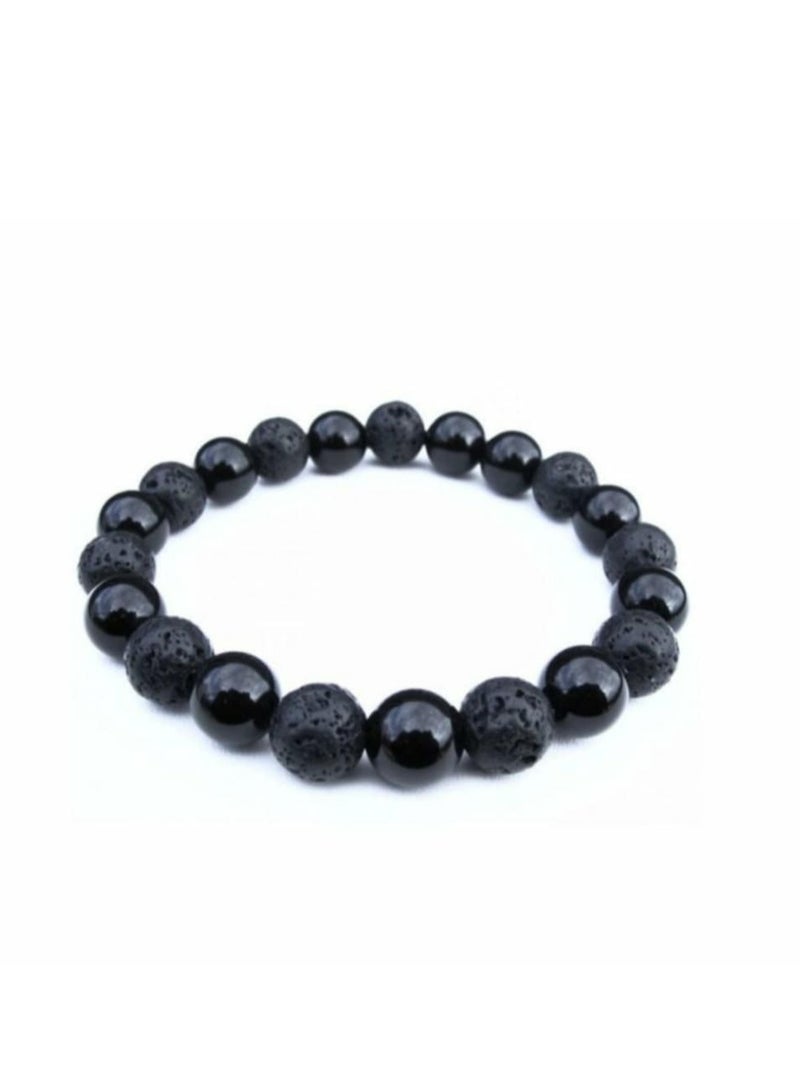 RA accessories Unisex Bracelet Of Black Lava & Black Onyx - Image 1