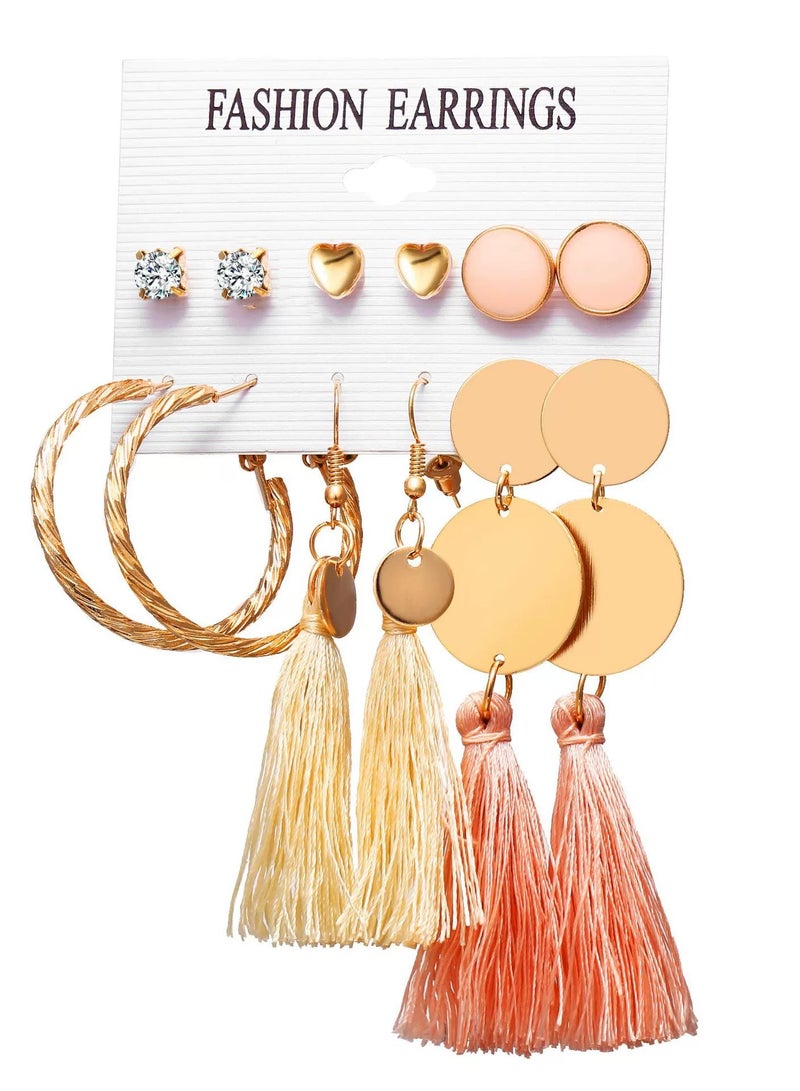 Goolsky Bohemian Tassel Earring Set – 6 Pairs Statement Earrings for Women, Festival & Everyday Jewelry 