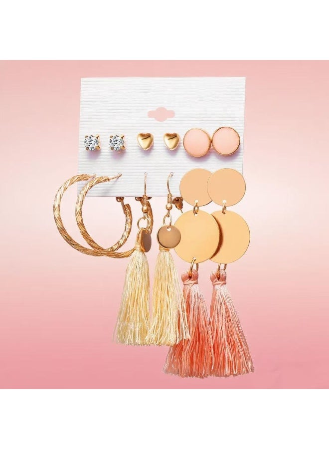 Goolsky مجموعة أقراط بوهيمية بتعليق – 6 أزواج من الأقراط المميزة، تصميم تعليقي ملون للنساء للمهرجانات والارتداء اليومي - Image 2