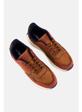 Algspar Men Lace Up Casual Sneaker, Orange  - Image 4