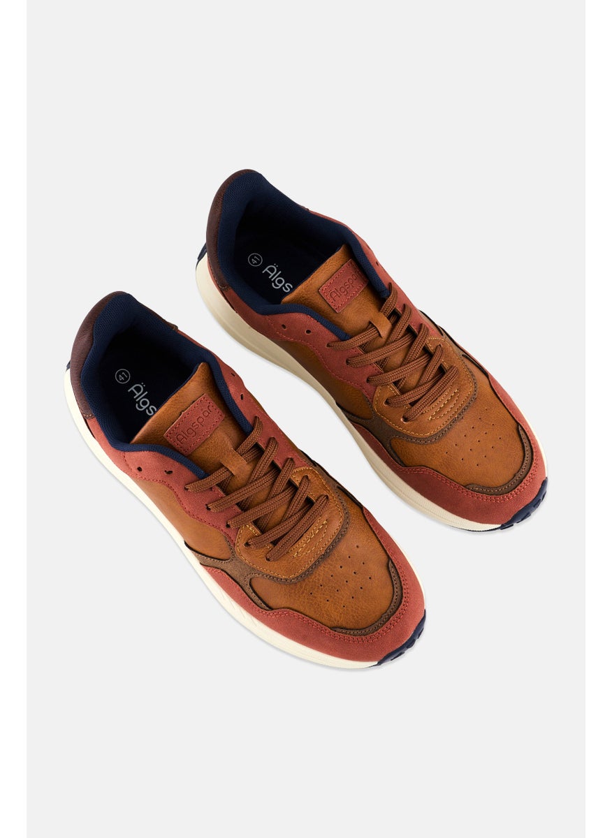 Algspar Men Lace Up Casual Sneaker, Orange  - Image 4