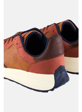 Algspar Men Lace Up Casual Sneaker, Orange  - Image 2