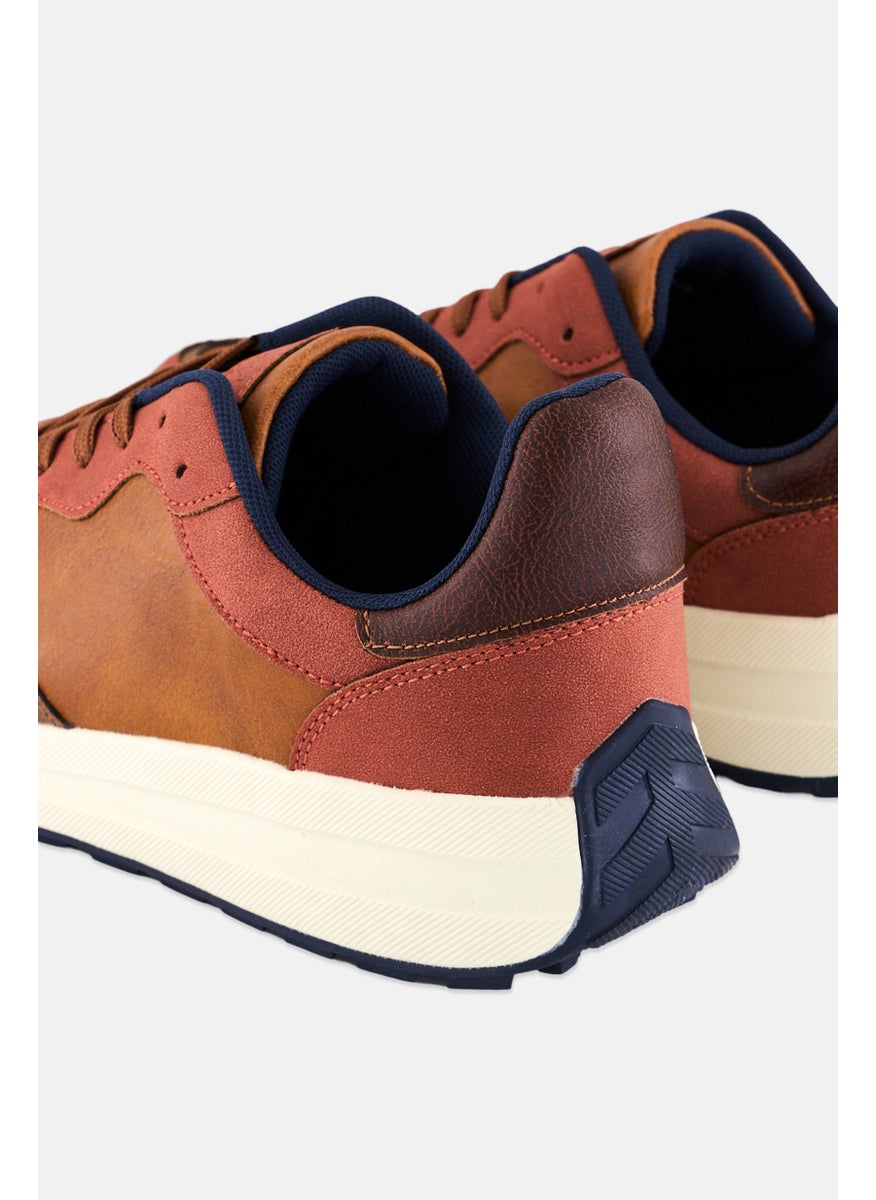 Algspar Men Lace Up Casual Sneaker, Orange  - Image 2