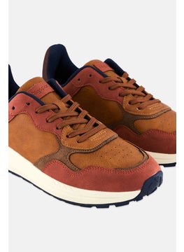 Algspar Men Lace Up Casual Sneaker, Orange  - Image 3