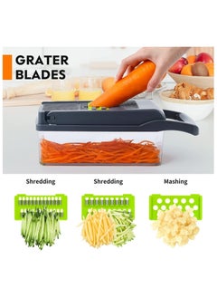 ELTRAZONE Vegetable Chopper, Pro Onion Chopper, Multifunctional 13 in 1 Food Chopper, Kitchen Vegetable Slicer Dicer Cutter, Veggie Chopper With 8 Blades  - Image 3