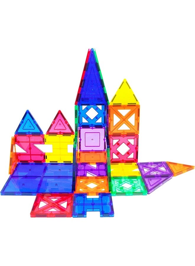 مكعبات بناء بلاط مغناطيسي مكونة من 50 قطعة للأطفال ，مجموعة ألعاب بناء تعليمية ثلاثية الأبعاد مجموعة ألعاب بناء مغناطيسية شفافة للتكديس ，مجموعة البناء التعليمية لمرحلة ما قبل المدرسة للبنين والبنات - لعب حسي مونتيسوري الإبداعي （أنماط عشوائية） - Image 1