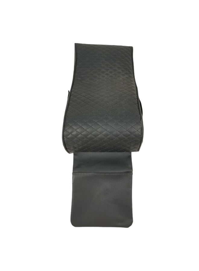 Universal Car Armrest Cushion with Memory Foam Support Black Quilted PU Leather Center Console Armrest Pad with Phone Pocket Ergonomic Elbow Support, Pressure Relief, Anti-Slip Adjustable Straps Fits Cars, SUVs, MPVs, Trucks - Image 3