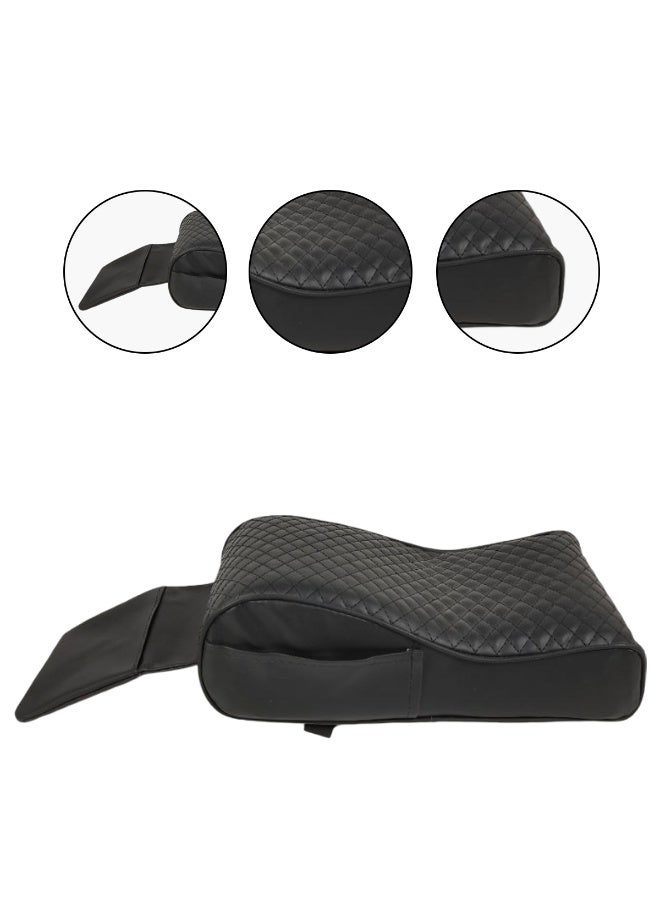 Universal Car Armrest Cushion with Memory Foam Support Black Quilted PU Leather Center Console Armrest Pad with Phone Pocket Ergonomic Elbow Support, Pressure Relief, Anti-Slip Adjustable Straps Fits Cars, SUVs, MPVs, Trucks - Image 5