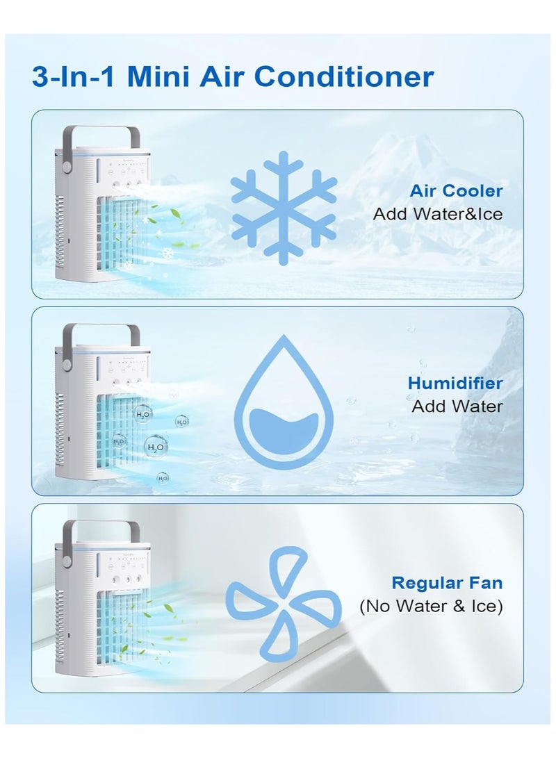 Portable Air Conditioners, 3-in-1 Portable AC Unit, Personal Mini Air Conditioner With 1000ml Water Tank, 2/4/6H Timer, USB Small Cooling Fan  For Indoor Office Bedroom  - Image 3