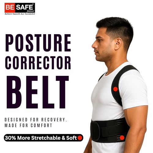 BESAFE Forever Posture Belt for Men and Women | Posture Correction | Back Support Belt | Back Pain Relief | Back Straight & Shoulder, Universal Free Size, Soft, Black - Image 2