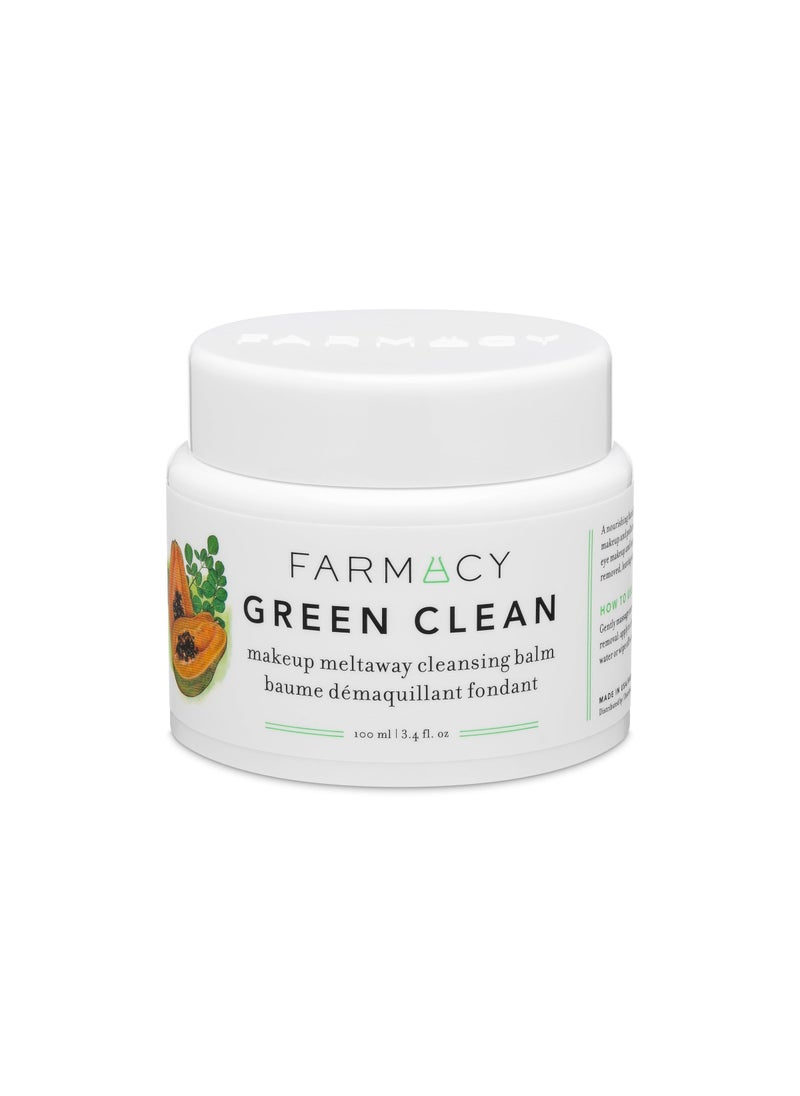 FARMACY Farmacy Makeup Remover Cleansing Balm - Green Clean Waterproof Makeup Remover + Oil Based Cleanser - Gentle Exfoliating Double Cleanser - Melts From Balm to Milky Lather (100ml) 