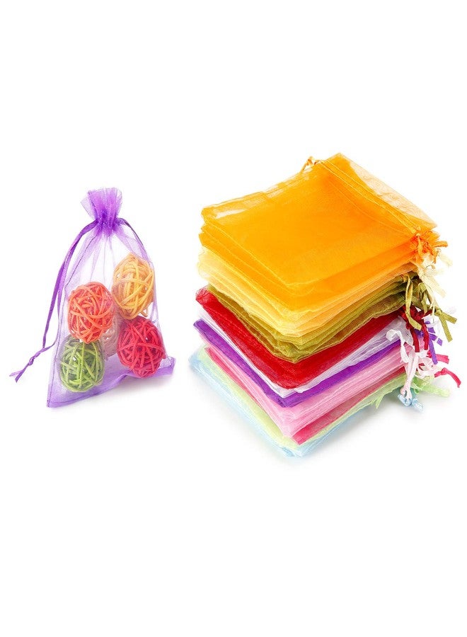WenTao 100 Pcs Organza Bags 3×4 Inches, Mixed Color Sheer Organza Gift Bags with Drawstring, Jewelry Favor Pouches Christmas Candy Wedding Birthday Party Bags - Image 2