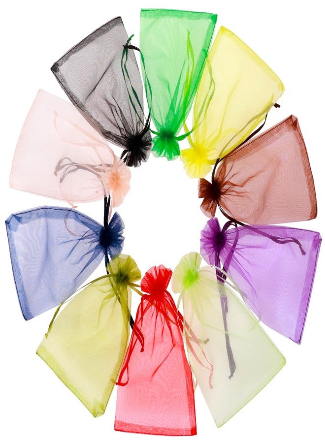 WenTao 100 Pcs Organza Bags 3×4 Inches, Mixed Color Sheer Organza Gift Bags with Drawstring, Jewelry Favor Pouches Christmas Candy Wedding Birthday Party Bags - Image 1