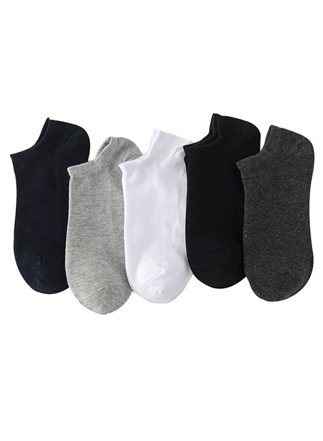5 Pairs Invisible Socks, Thin Section Shallow Mouth Invisible Boat Socks, Sports Casual Solid Color Cotton Socks - Image 1