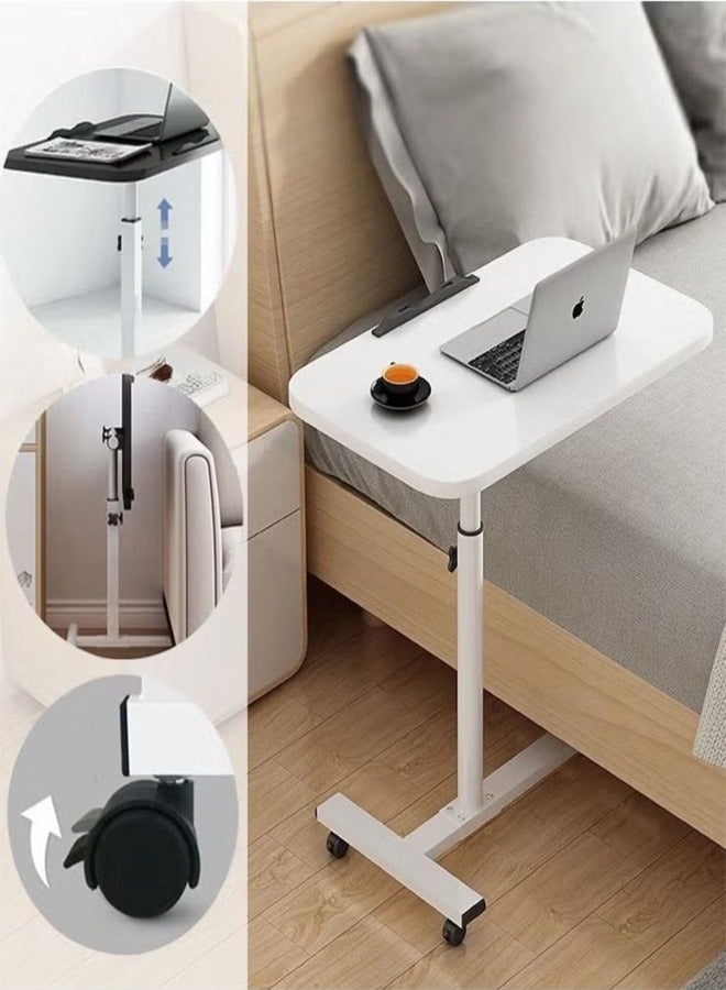 شي ون طاولة مع عجلات قابلة للتعديل وضبط الارتفاع للكمبيوتر المحمول ومكتب باللون الأبيض - Image 2