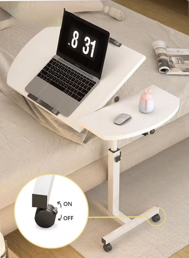 شي ون طاولة مع عجلات قابلة للتعديل وضبط الارتفاع للكمبيوتر المحمول ومكتب باللون الأبيض - Image 3