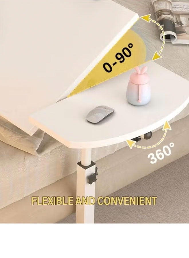 شي ون طاولة مع عجلات قابلة للتعديل وضبط الارتفاع للكمبيوتر المحمول ومكتب باللون الأبيض - Image 4