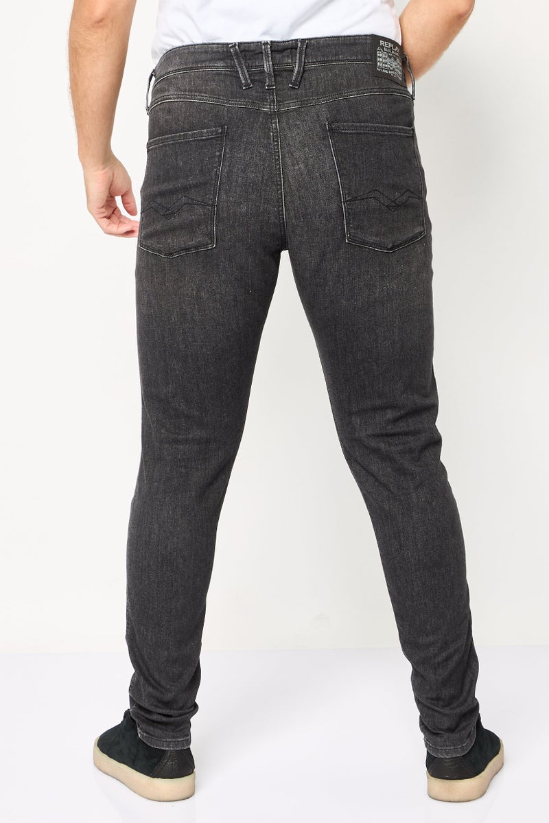 Replay جينز رجالي سوبر سليم فيت مغسول وقابل للتمدد، أسود - Image 4