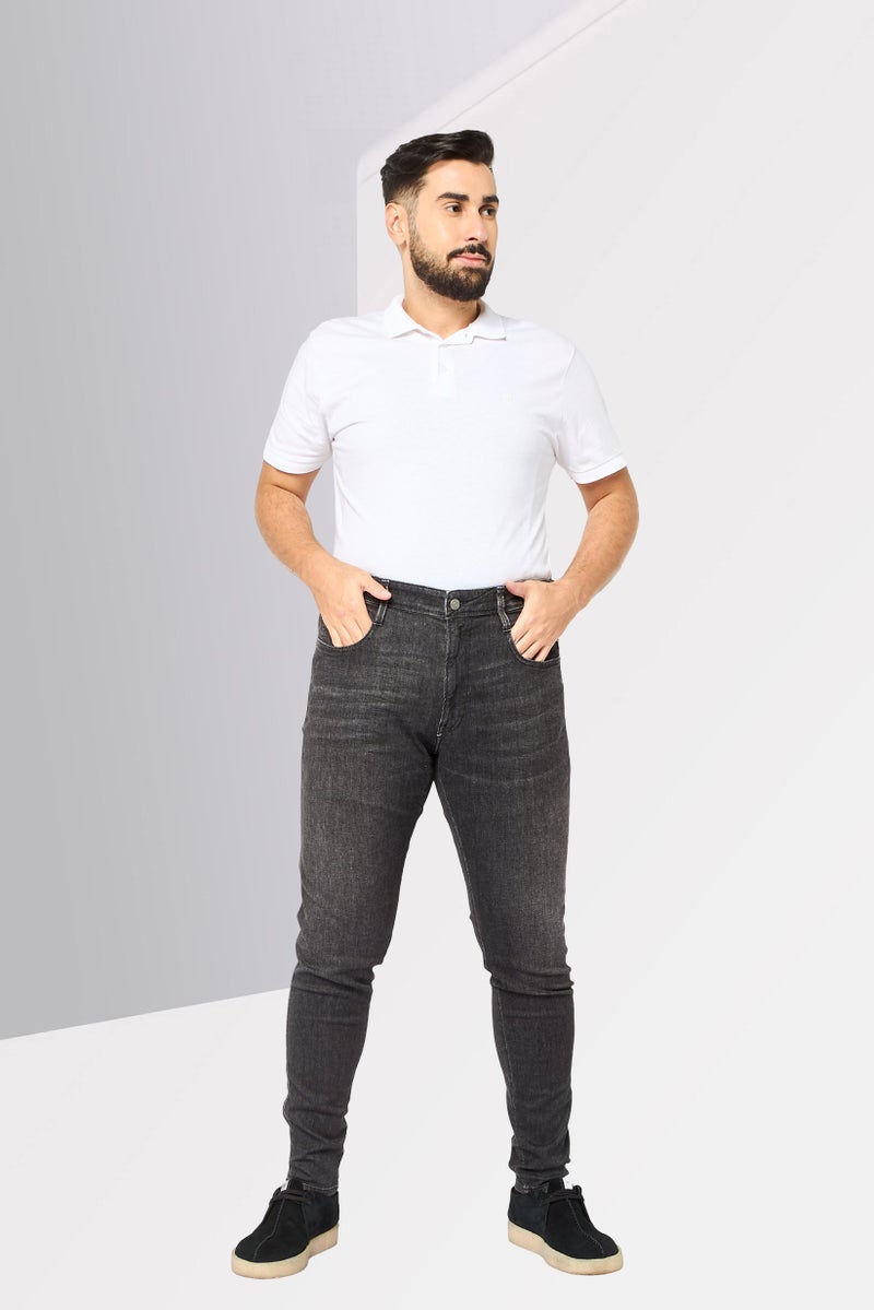 Replay جينز رجالي سوبر سليم فيت مغسول وقابل للتمدد، أسود - Image 2