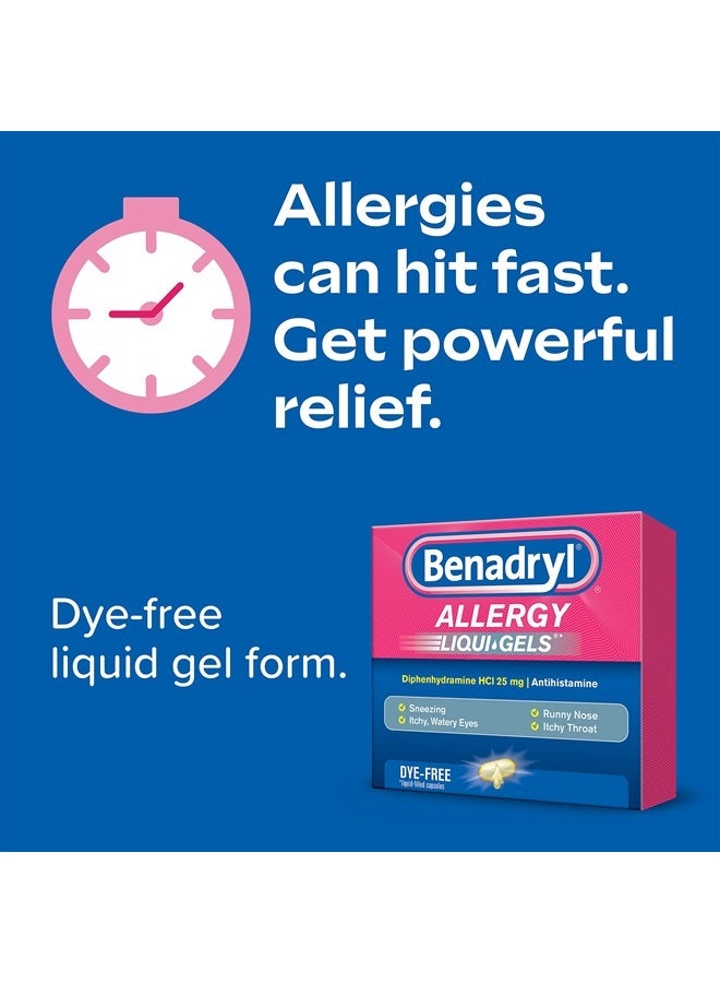 Benadryl دواء مضاد الهيستامين لعلاج الحساسية والبرد، خالي من الأصباغ، 24 كبسولة - Image 2