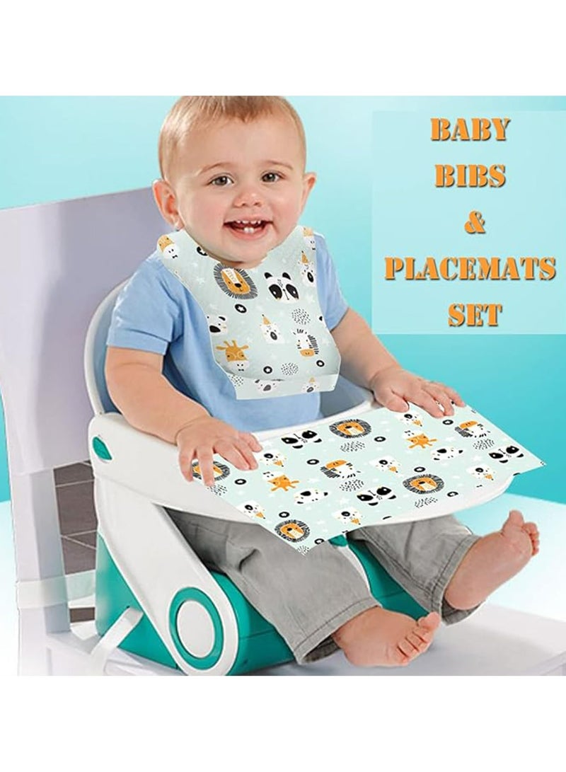 Dominy Disposable Bibs and Placemats for Baby, 40 pcs Leak Proof Travel Feeding Bibs and Place Mats for Infants Toddlers for Traveling and Outdoor Use, Travel Bibs for Babies  - Image 2
