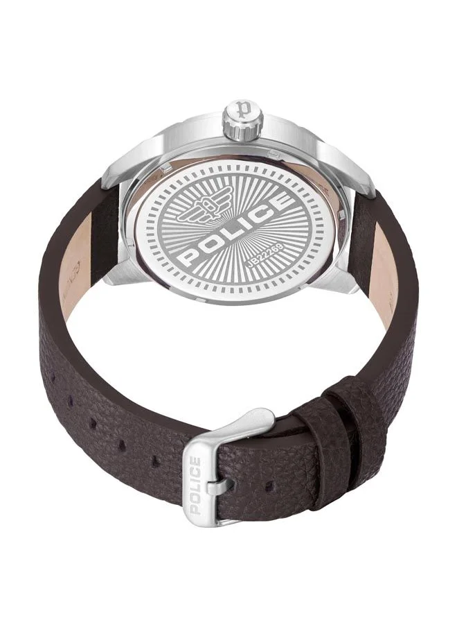 POLICE Mens Neist Leather Strap Analog Wrist Watch PEWJB2226902 45mm Brown