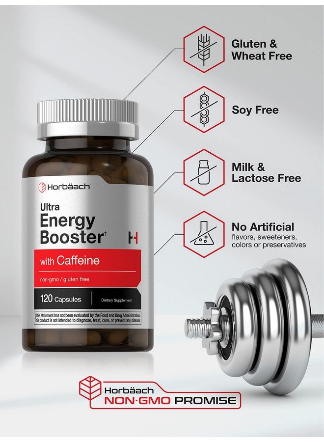 هرباخ مكمل الطاقة Horbäach | 120 كبسولة | مع الكافيين والجينسنغ وفيتامين ب12 | حبوب تعزيز الطاقة اليومية | خالية من الكائنات المعدلة وراثيًا وخالية من الجلوتين - Image 4