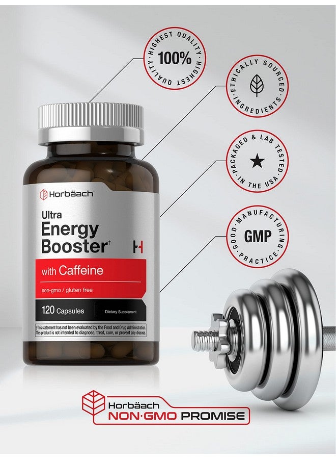 هرباخ مكمل الطاقة Horbäach | 120 كبسولة | مع الكافيين والجينسنغ وفيتامين ب12 | حبوب تعزيز الطاقة اليومية | خالية من الكائنات المعدلة وراثيًا وخالية من الجلوتين - Image 5