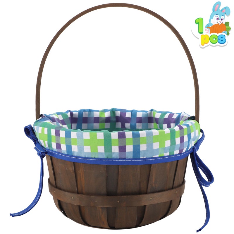 JOYIN Easter Woven Basket with Lining Brown Wooden Easter Egg Hunt Basket with Handle for PicnicGoodie Storage Gift Packing Party Favors Supplies Decorations Filling with Candy124 x 91 - Image 2