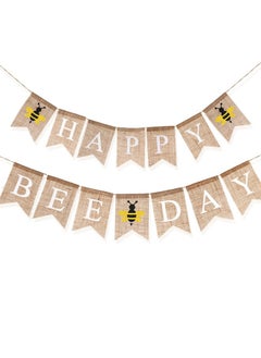 HOWAF Jute Burlap Happy Bee Day Banner Happy Bee Day For 1St Birthday Bumblebee Birthday Party Decoration First Birthday Burlap Banner For Baby Shower Birthday Souvenir And Gifts For Kids  - Image 1