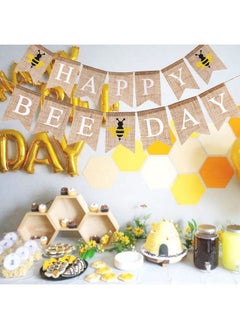 HOWAF Jute Burlap Happy Bee Day Banner Happy Bee Day For 1St Birthday Bumblebee Birthday Party Decoration First Birthday Burlap Banner For Baby Shower Birthday Souvenir And Gifts For Kids  - Image 5