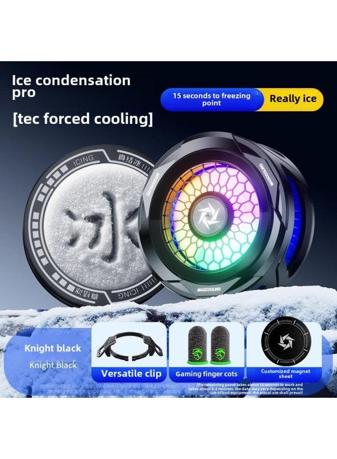 إسكدنيا مشعاع الهاتف المحمول، أشباه الموصلات المغناطيسية، تبريد قطعة أثرية لجهاز IPad اللوحي بمشبك خلفي، لعبة مروحة بث مباشر للرياضات الإلكترونية - اللون: 【نمط الجليد الحقيقي❄أسود】 تبريد ثنائي النواة لسرعة - Image 1